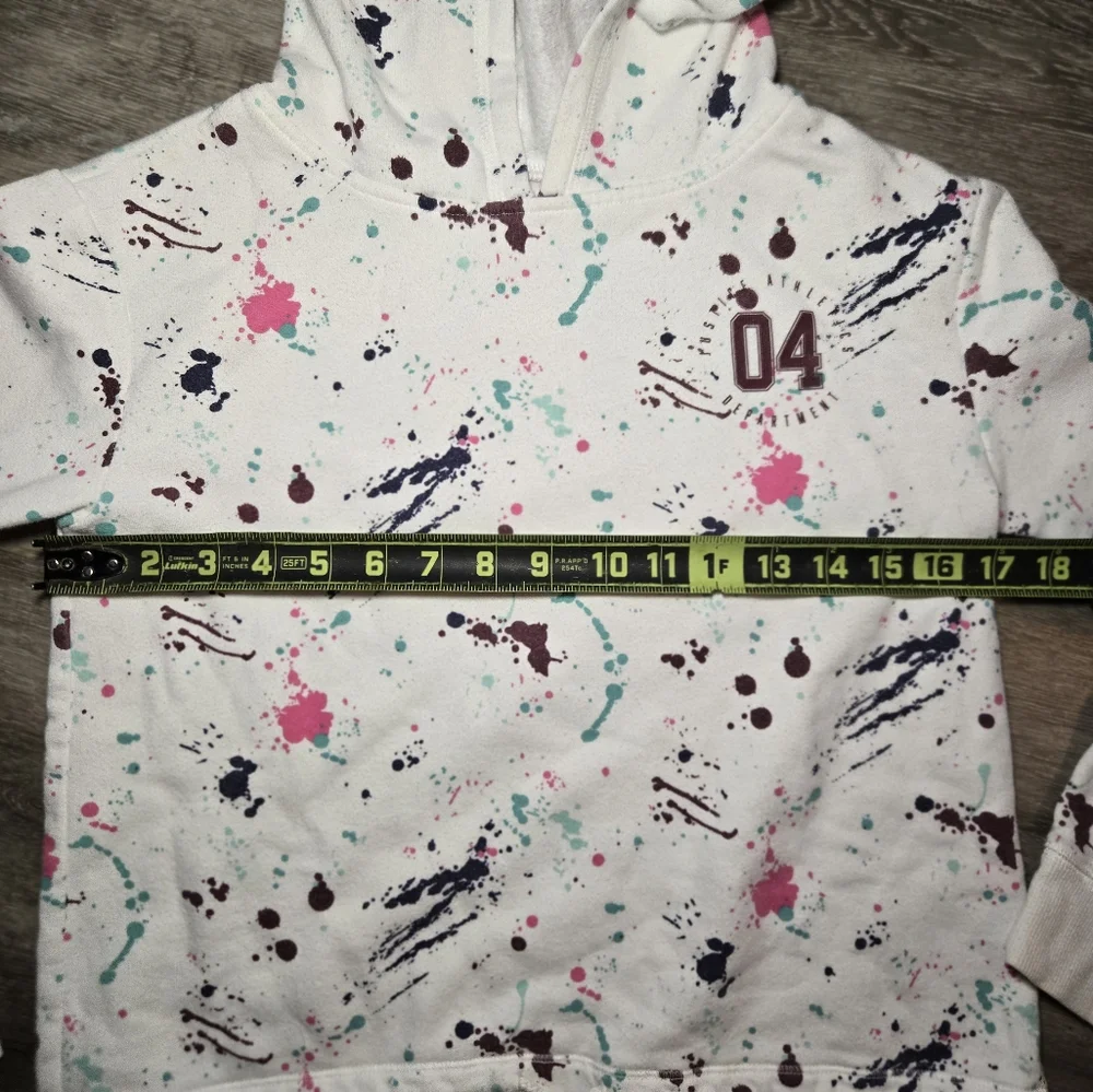 Justice Girls hoodie tie bottom multi color on white GUC‎ - size 12